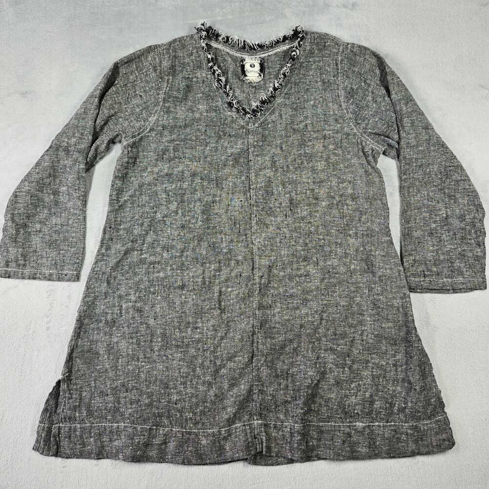 Namsar Linen Tunic Womens Small Artsy Oversized Lagenlook Capsule V-Neck Black